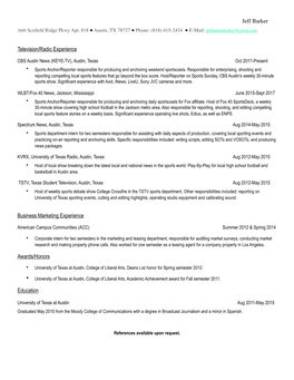 Jeff Barker Resume