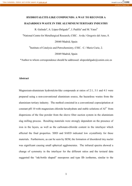 Hydrotalcite-Like Compounds: a Way to Recover A