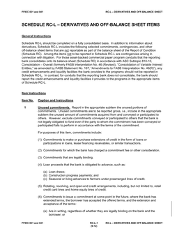 Schedule Rc-L – Derivatives and Off-Balance Sheet Items