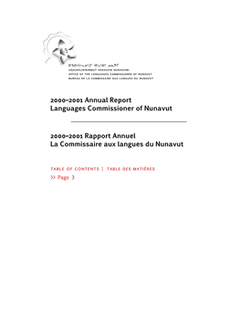 – Annual Report Languages Commissioner of Nunavut – Rapport Annuel La Commis