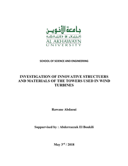 Investigation of Innovative Structuers and Materials of the Towers Used in Wind Turbines