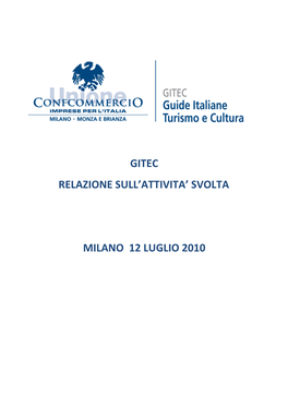 Gitec Relazione Sull'attivita' Svolta Milano 12 Luglio 2010