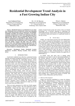 Residential Development Trend Analysis in a Fast Growing Indian City