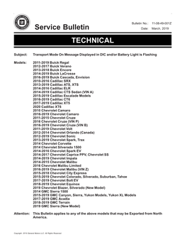 Service Bulletin TECHNICAL