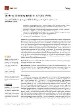 The Food Poisoning Toxins of Bacillus Cereus