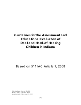 Guidelines for the Assessment of Deaf and Hard-Of-Hearing Children In