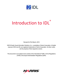 Introduction to IDL®