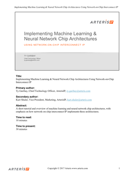 Implementing Machine Learning & Neural Network Chip