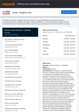 X98 Bus Time Schedule & Line Route