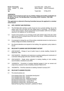 Parish: Thormanby Committee Date: 5 May 2018 Ward: Raskelf & White