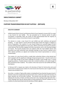 Simultaneous Cabinet Further Transformation In