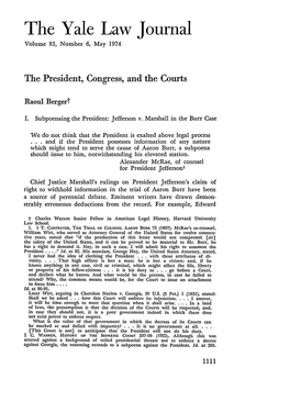 The President, Congress, and the Courts