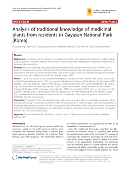 Analysis of Traditional Knowledge of Medicinal Plants