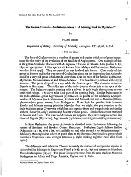 The Genus Axinandra—Melastomataceae : a Missing Link in Myrtales ?*