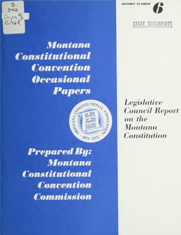 Legislative Council Report on the Montana Constitution