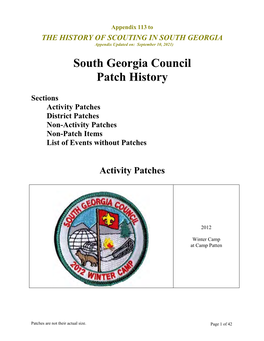 South Georgia Council Patch History