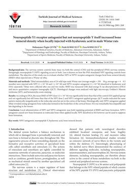 Neuropeptide Y1 Receptor Antagonist but Not Neuropeptide Y Itself Increased Bone Mineral Density When Locally Injected with Hyaluronic Acid in Male Wistar Rats