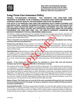 Long-Term Care Insurance Policy