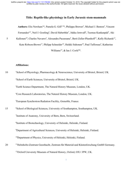 Reptile-Like Physiology in Early Jurassic Stem-Mammals