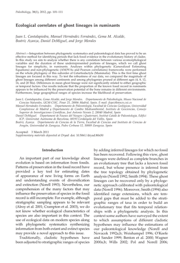 Ecological Correlates of Ghost Lineages in Ruminants