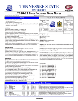 Tennessee State Game Notes