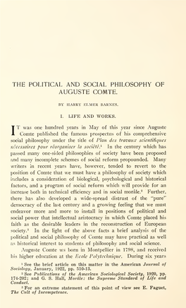The Political and Social Philosophy of Auguste Comte