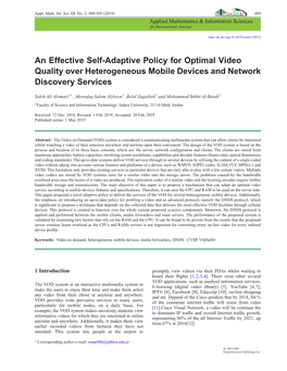 An Effective Self-Adaptive Policy for Optimal Video Quality Over Heterogeneous Mobile Devices and Network Discovery Services