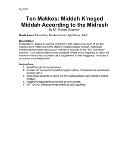 Ten Makkos: Middah K'neged Middah According to the Midrash