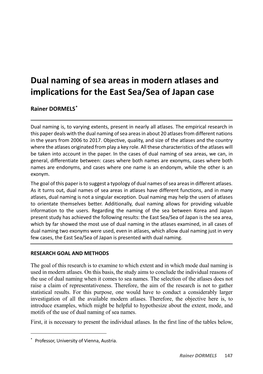 Dual Naming of Sea Areas in Modern Atlases and Implications for the East Sea/Sea of Japan Case