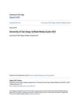 University of San Diego Softball Media Guide 2001