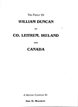 William Duncan Co. Leitrem, Ireland Canada