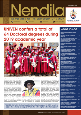 UNIVEN Confers a Total of 64 Doctoral Degrees During 2019 Academic Year Cont