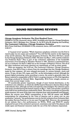 ARSC Journal, Spring 1992 69 Sound Recording Reviews