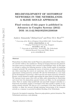 Arxiv:1209.2974V1 [Nlin.AO] 13 Sep 2012 Europe, Current Demand Is Rapidly Approaching the Upper Limits of Existing Capacity