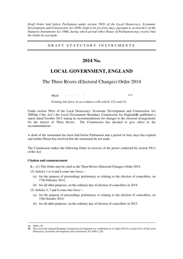2014 No. LOCAL GOVERNMENT, ENGLAND the Three Rivers
