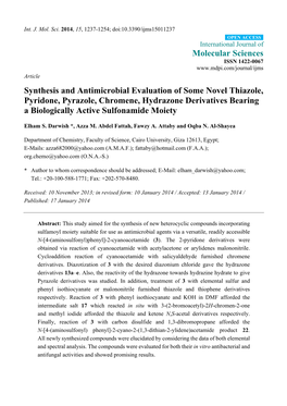 Synthesis and Antimicrobial Evaluation of Some Novel Thiazole, Pyridone, Pyrazole, Chromene, Hydrazone Derivatives Bearing a Biologically Active Sulfonamide Moiety