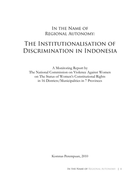 The Institutionalisation of Discrimination in Indonesia