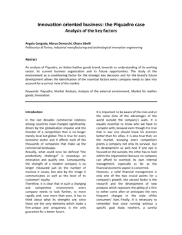 The Piquadro Case Analysis of the Key Factors