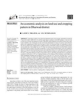 An Economic Analysis on Land Use and Cropping Pattern in Dharwad District