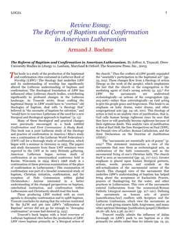 The Reform of Baptism and Confirmation in American Lutheranism