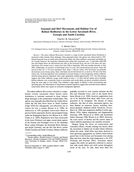 Seasonal and Diel Movements and Habitat Use of Robust Redhorses in the Lower Savannah River. Georgia, and South Carolina