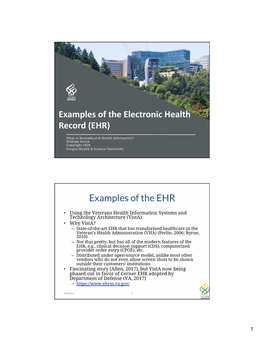 Examples of the Electronic Health Record (EHR)