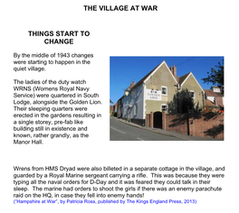 The Village at War Things Start to Change
