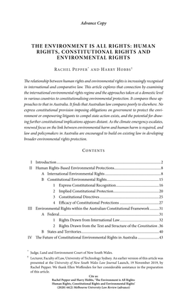 The Environment Is All Rights: Human Rights, Constitutional Rights and Environmental Rights