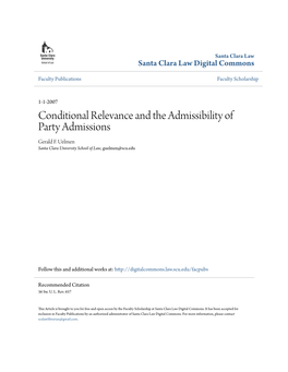 Conditional Relevance and the Admissibility of Party Admissions Gerald F