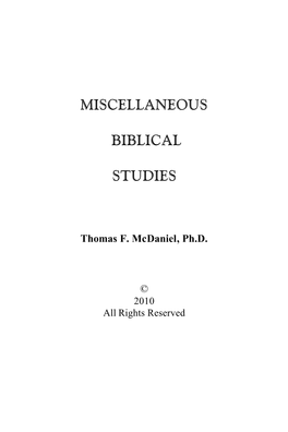 Miscellaneous Biblical Studies