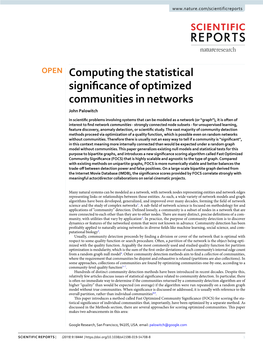 Computing the Statistical Significance of Optimized Communities in Networks