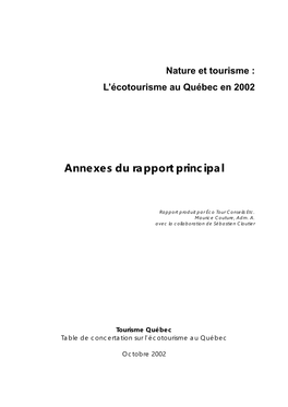 Annexes Du Rapport Principal