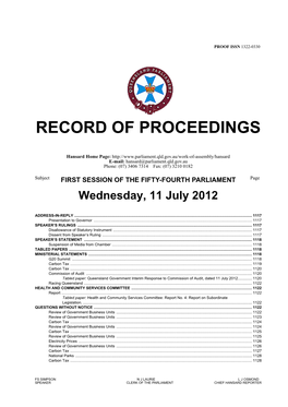 Record of Proceedings