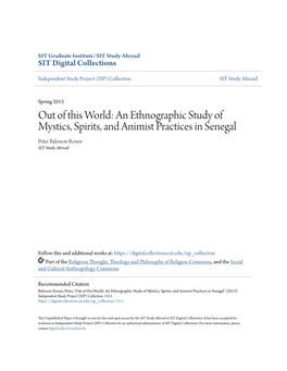 An Ethnographic Study of Mystics, Spirits, and Animist Practices in Senegal Peter Balonon-Rosen SIT Study Abroad